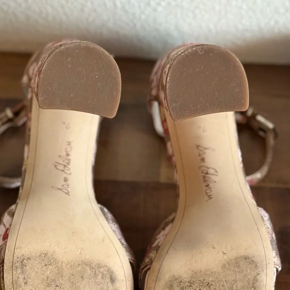 Sam Edelman Orlane Pink Floral Ankle-Strap Block Heel Sandal - Picture 7 of 7